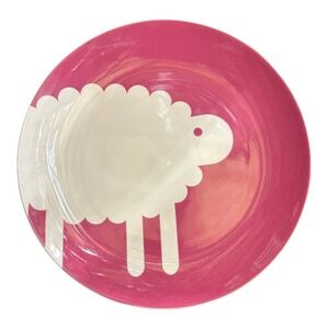 Kate Spade New York Pippin Park Sheep Plate Lenox Pink White Dinner Salad